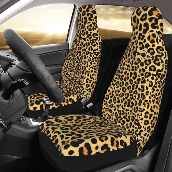 Lot de 2 housses de siège de voiture à motif léopard - Lavables en