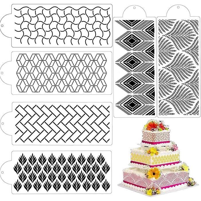Pochoirs Décoration Gâteau Dentelle 8 Pièces - Kit Créatif Pour Pâtisserie