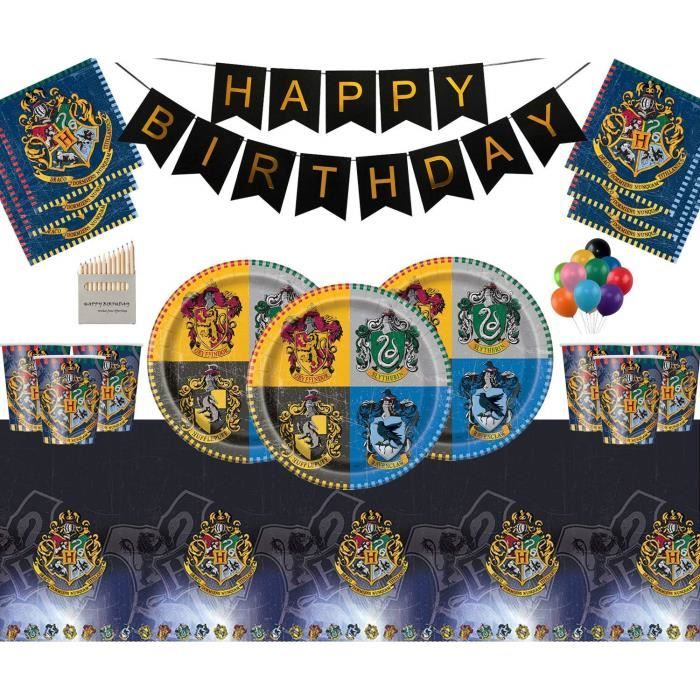 Vaisselle Harry Potter Party Supplies Assiettes en Papier Tasses Serviettes  Nappe Joyeux Anniversaire Ballon-sans Ballon 83275 - Cdiscount Maison