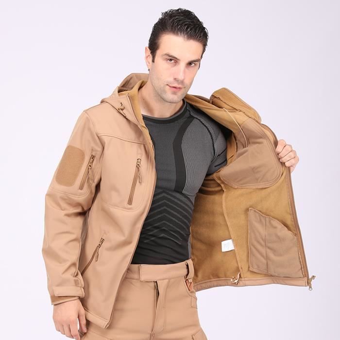 Couleur KAKI taille S veste tactique en peau de requin pour homme, manteau  polaire imperméable, coupe-vent de - Cdiscount