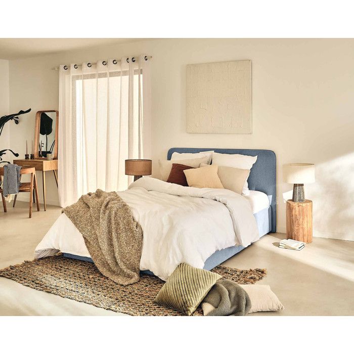 Goyave - lit coffre - 140x190 - en tissu - sommier inclus - Bleu Goyave - lit coffre - 140x190 - en tissu - sommier inclus - Bleu