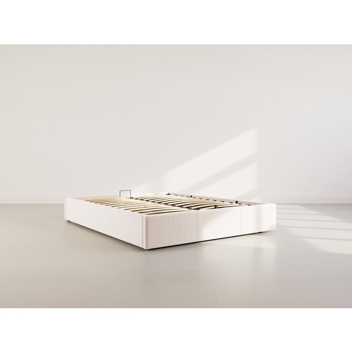 Isa - lit coffre queen size - 160x200 cm - en velours côtelé - Beige Isa - lit coffre queen size - 160x200 cm - en velours côtelé - Beige