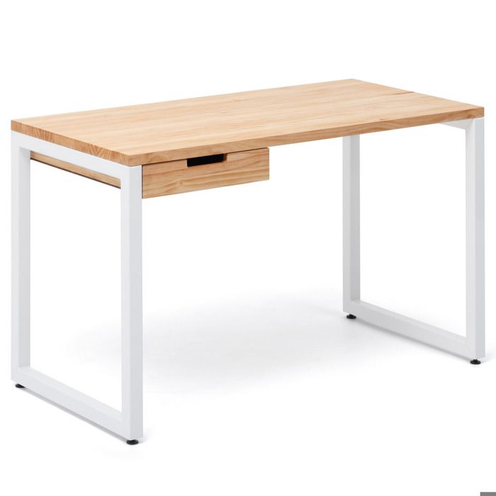 table bureau icub strong eco 1 tiroir 60x120x75cm blanc naturel