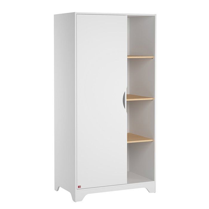Armoire 1 Porte et 3 Étagères Ouvertes CALICOSY LEAF Blanc Bois