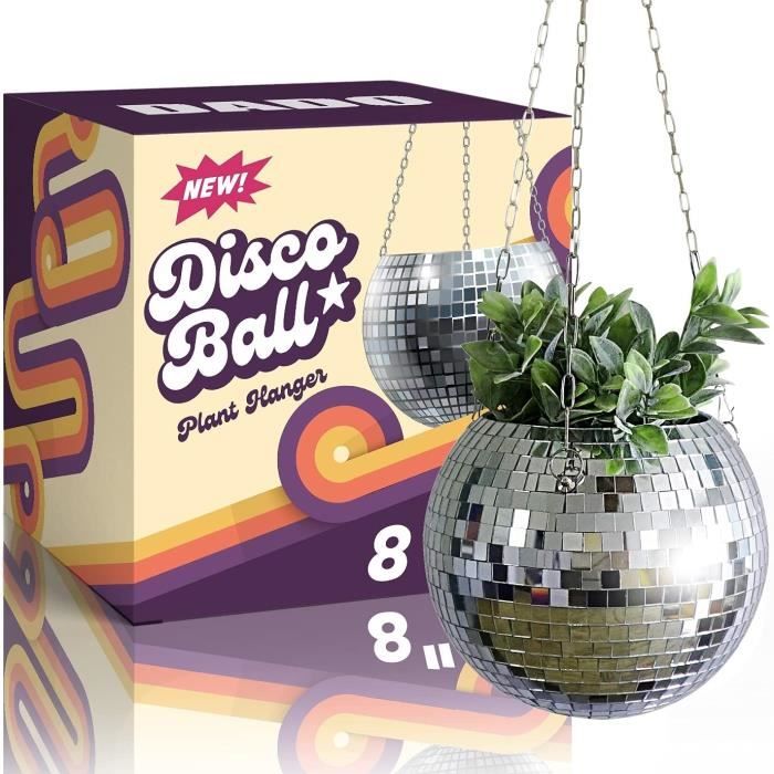 Pot De Fleurs Suspendu Boule Disco Or Rose 10,2 Cm - Jardinière D'intérieur Avec Chaîne, Décoration Glitter