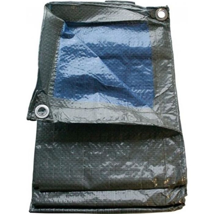 Bâche de protection professionnelle lourde - DIFAC - 2 x 3 - 680 g/m² - Résistante - Bleu / vert