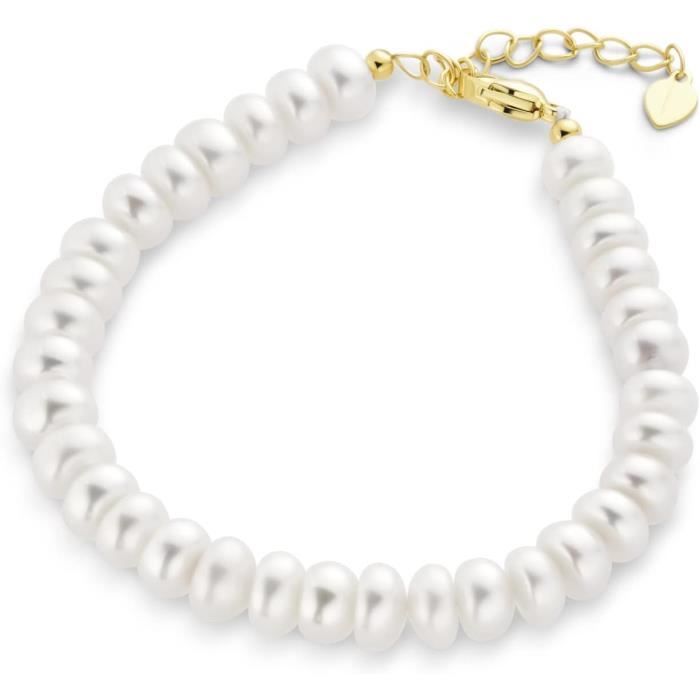 MetJakt Bracelet extensible fait main pour femmes 8MM cristaux plaqué or 18k original bijoux bracelet de perles de Tahiti doré cristal 8mm perles d'eau douce bijoux pour dames (Rose