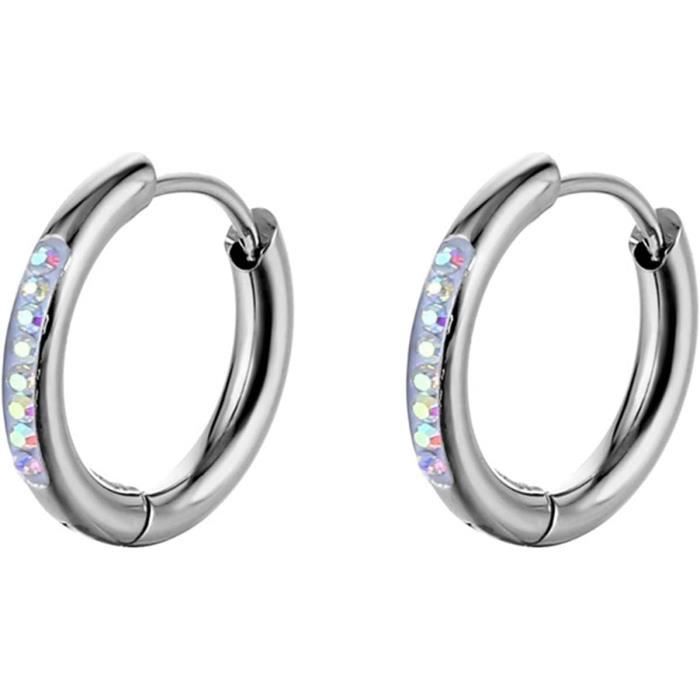 Beydodo Boucles D'oreilles Créoles Femme, Boucles D'oreilles Acier Inoxydable Femme Petit Cercle Or Rose 12mm