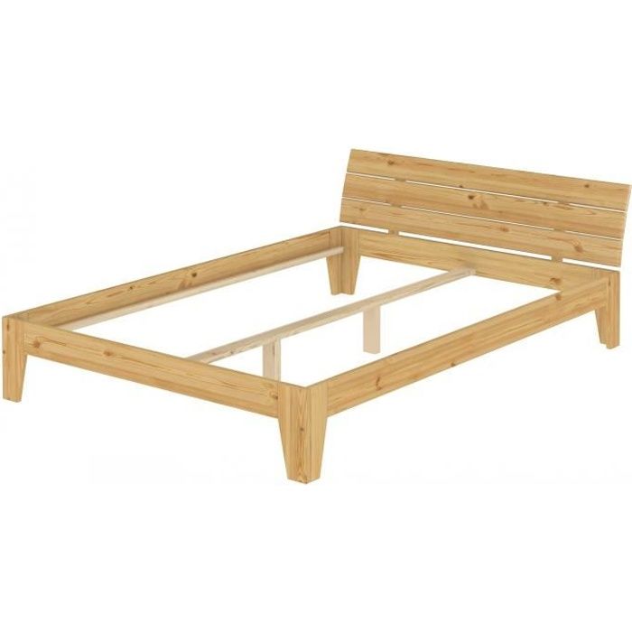 cadre de lit adulte en pin naturel - erst-holz - 160x200 - design moderne - robuste