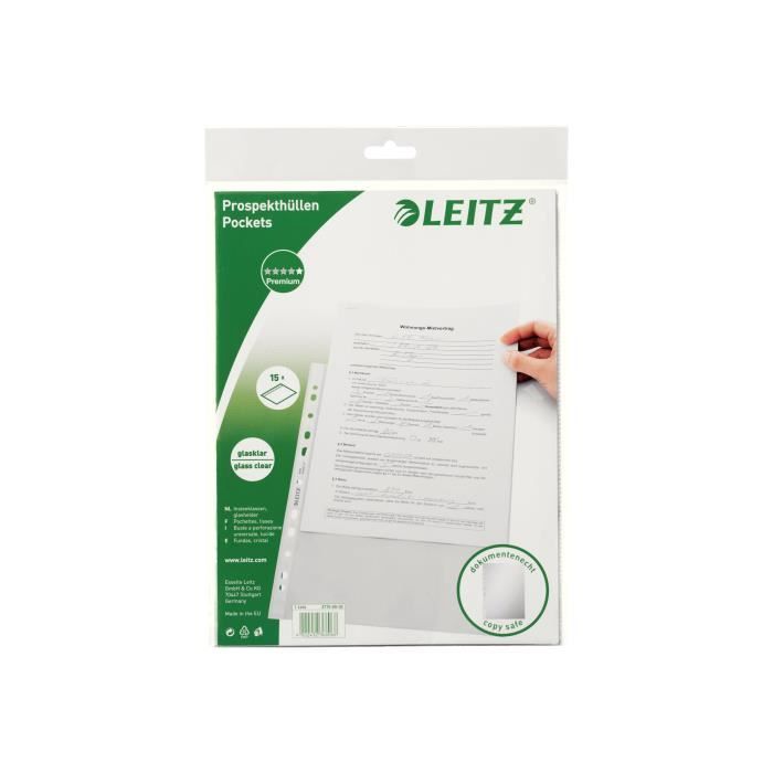 Leitz Pochette Plastique A3 Brillant Standard Gloss - 100 Pochettes 250 Microns 303x426mm