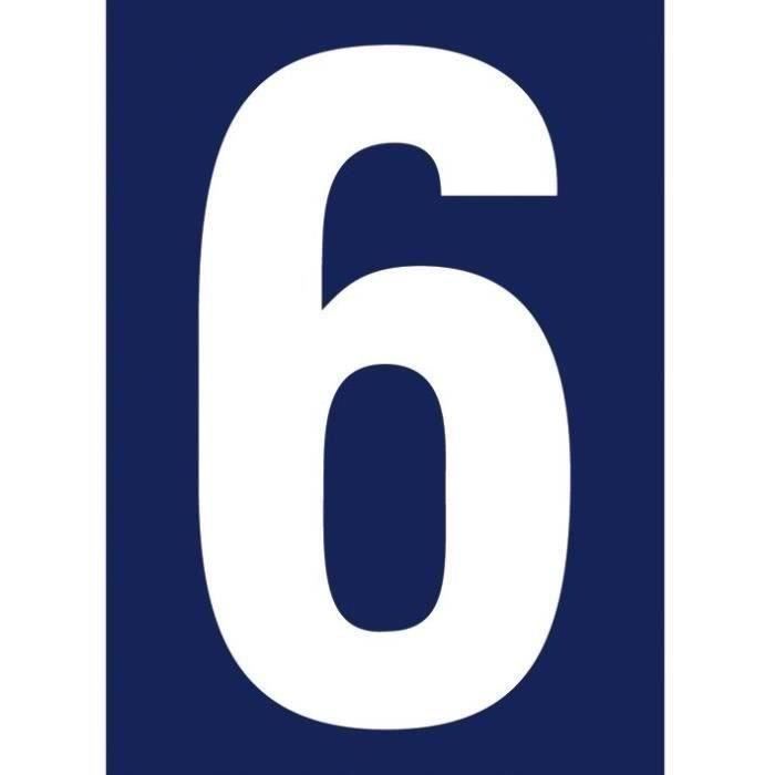 Chiffre adhésif N° rue 6 sur carte