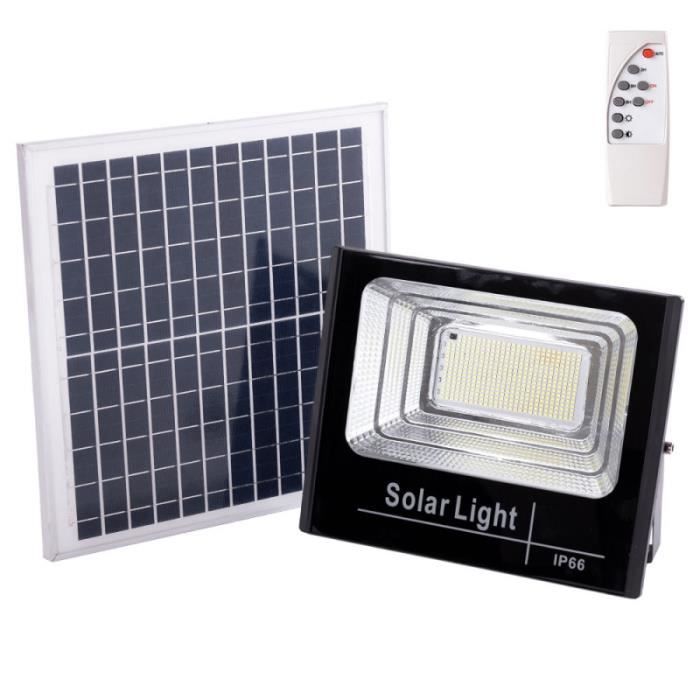 solaire led floodlight 150w 6500k panneau: 6v/15w battery: 3.2v/10000mah remote control [ho-solairefl-150w-01] blanc froid