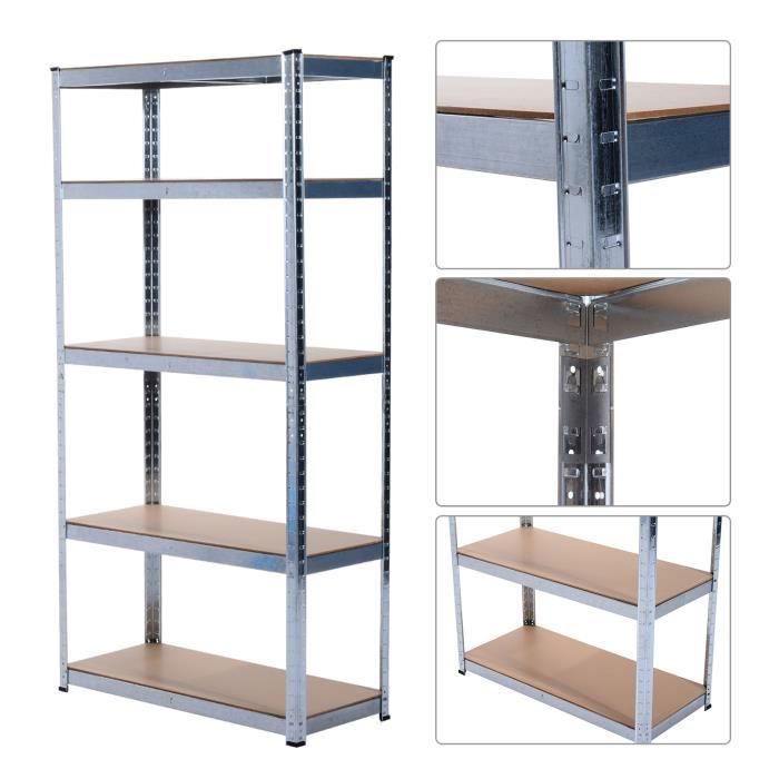 Etagere Metallique Meuble Rangement Garage 5 Tablettes 80lx90lx40h