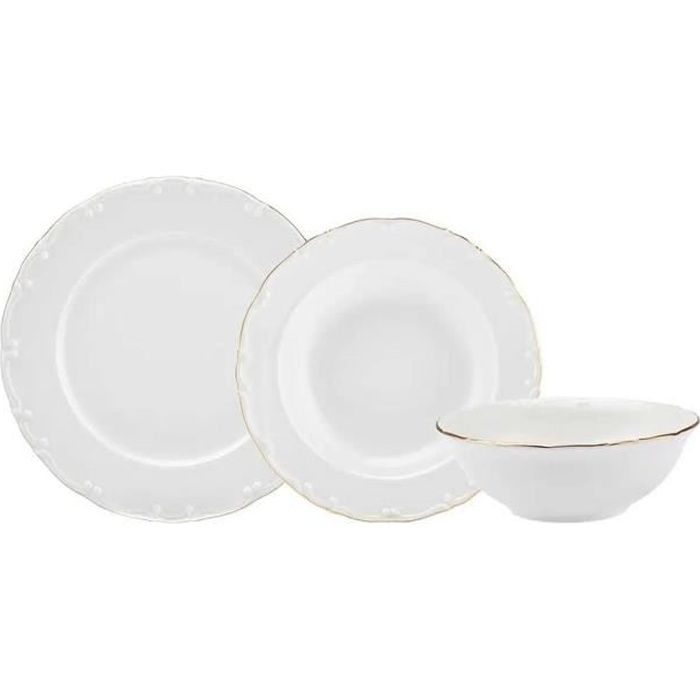 Service De Table Karaca Allure 41 Pièces Bone China - Pour 12 Personnes, Design Élégant Crème