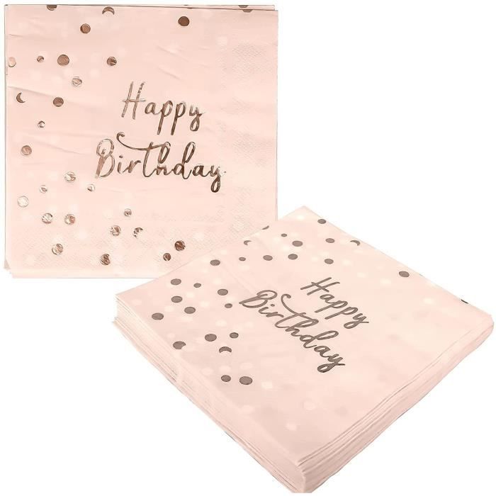 Serviettes Anniversaire Bleu GlamRays - Lot De 40, 33x33 Cm, Papier Résistant 2 épaisseurs, Motif Happy Birthday