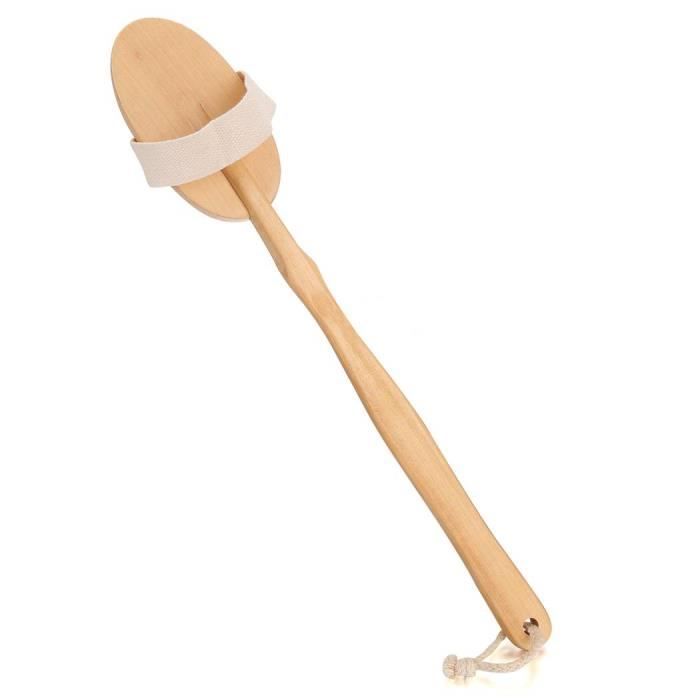 Brosse De Bain/douche à Long Manche En Bois - 38 Cm, Pour Le Dos Et La Peau