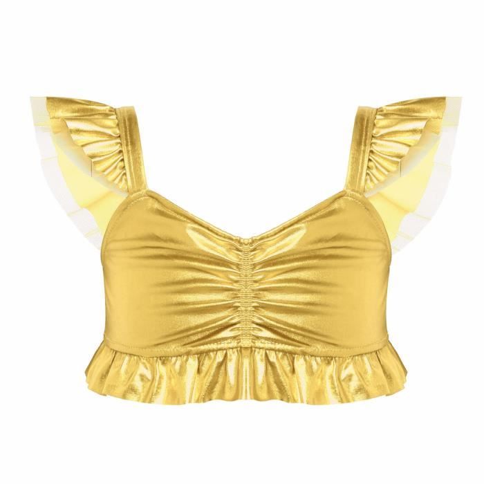 Justaucorps Pailleté Disco Années 70 Pour Fille - Costume Danse Jazz, Spectacle - Taille 5-16 Ans - Polyester Brillant