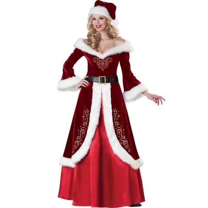 Tuib Sua Déguisement de Noël pour Femme, Costume de Mère Noël, Robe