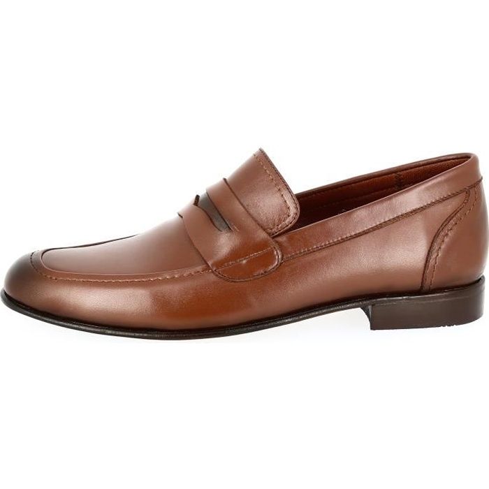 chaussure homme  mocassin en cuir cognac 675