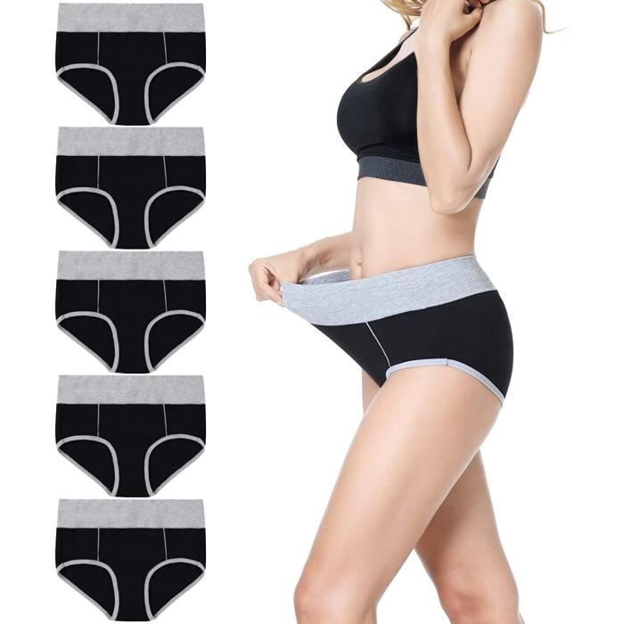 Culottes Femme Taille Haute Momoshe - Lot De 5 - Coton Gainant - Ventre Plat - Post-accouchement