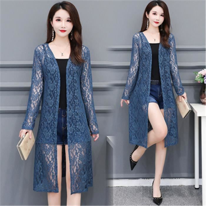Gilet Long En Dentelle Grande Taille Ariana - Femme - Sans Manches, Ouvert - Tailles 40 à 54 - Matière Synthétique