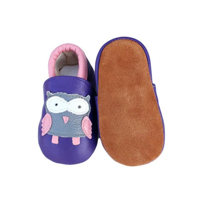 Chaussons Premiers Pas Bébé En Cuir Souple - Semelle Daim Antidérapante, élastique Cheville | Tailles 0-24 Mois, Garçons/filles