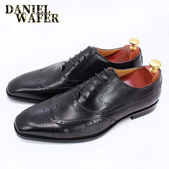 Oxfords chaussures de bureau en cuir véritable pour homme, souliers