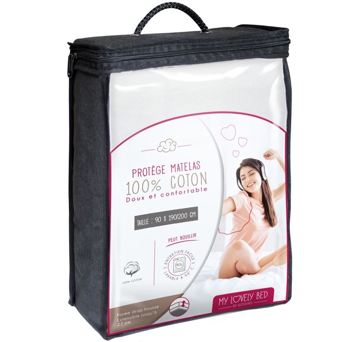 Protège Matelas - My Lovely Bed - 90x190/200 cm - 100% Coton - Doux et Confortable - Molleton 200g/m²