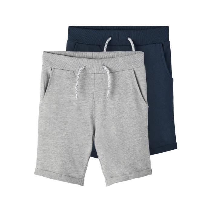 Short - NAME IT - Vermo - Lot de 2 - Gris mélangé - Tissu sweat confortable Short - NAME IT - Vermo - Lot de 2 - Gris mélangé - Tissu sweat confortable