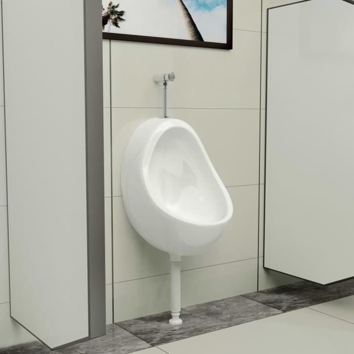 7933Maison|Urinoir suspendu,Urinoir Mural Salle de Bains Toilette Adultes  enfant Hommes avec valve de chasse d'eau Céramique Blanc