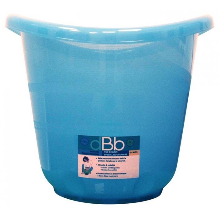Baignoire Bébé DBb Remond Spéciale Nouveau-Né 0-4 Mois – 5 L, Bandes Antiglisse, Compacte & Sûre, Gris Translucide