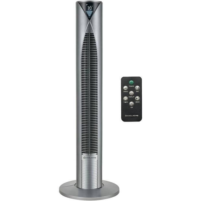 Ventilateur Colonne Silencieux 93 Cm – Télécommande, 5 Modes, 6 Vitesses, Oscillation 70°, Minuterie 12h – Idéal Chambre & Bureau