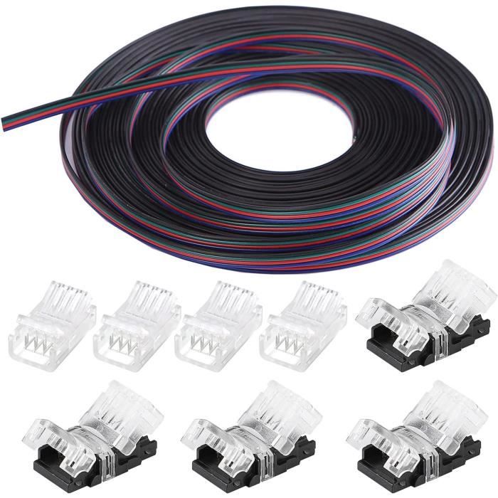 Connecteur de bande lumineuse RGB LED, 4 broches 5050, 10mm, 5