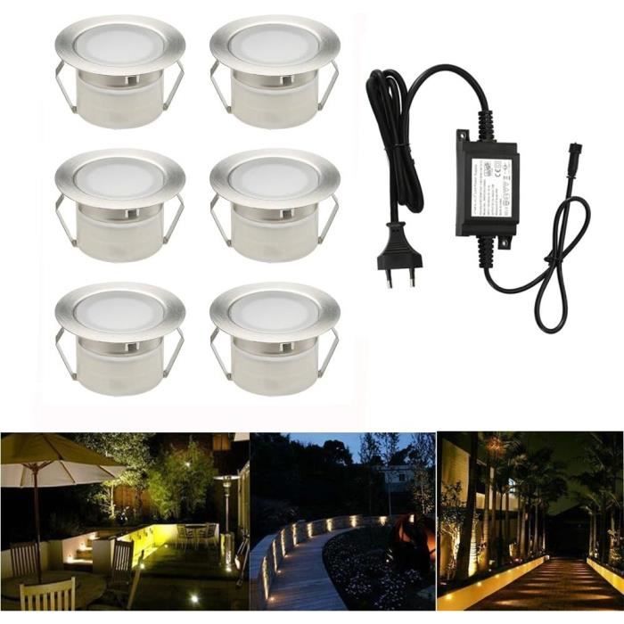 4 Spots LED Encastrés Pour Jardin Extérieur - Puissance 3W, IP67 étanche - 12V-24V, Angle 30° - Pour Allées, Terrasses, éclairage Paysager - Couleur Blanc Froid