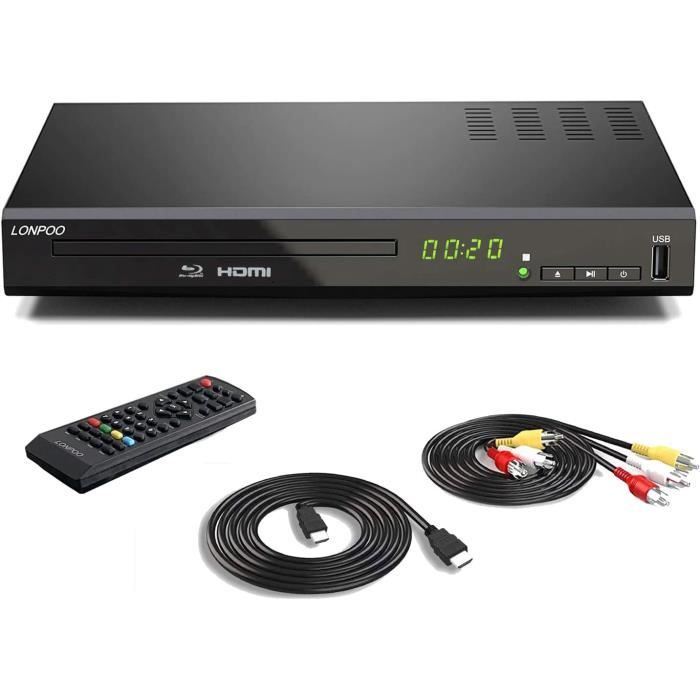 LP-100 Lecteur Blu-Ray DVD pour TV - 1080P HD avec Sortie HDMI-Coaxiale-RCA (câble HDMI et AV Inclus), Entrée USB, Bluray Régio-15