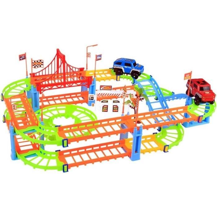 Circuit Voiture électrique Enfant 1:64 - Piste De 821 Cm Avec 4 Voitures LED Et Boucles 360°