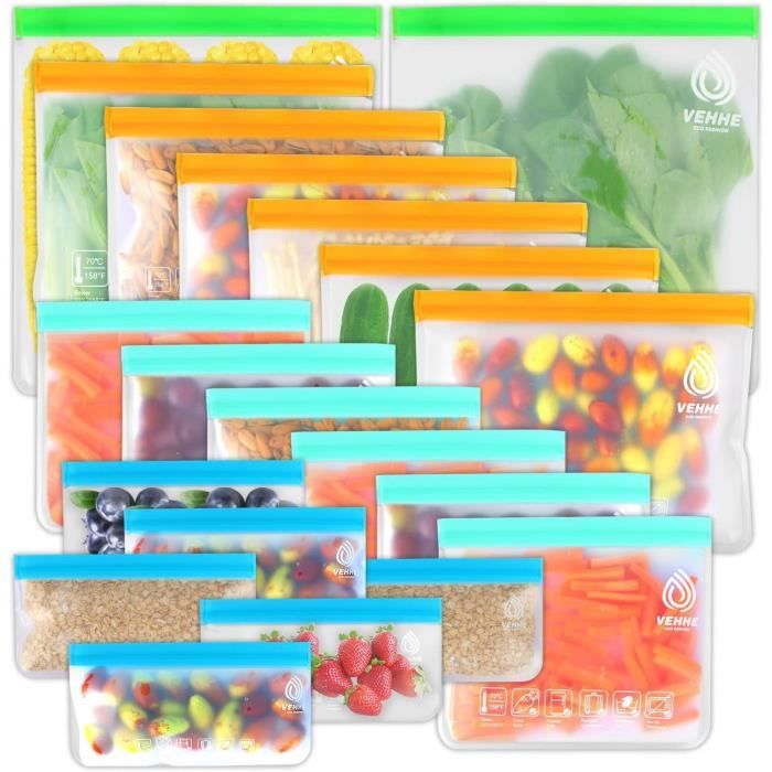 Kollea Lot de 12 Sac Congelation Reutilisable, 6 Pcs Multifonction Sac Réutilisable Silicone