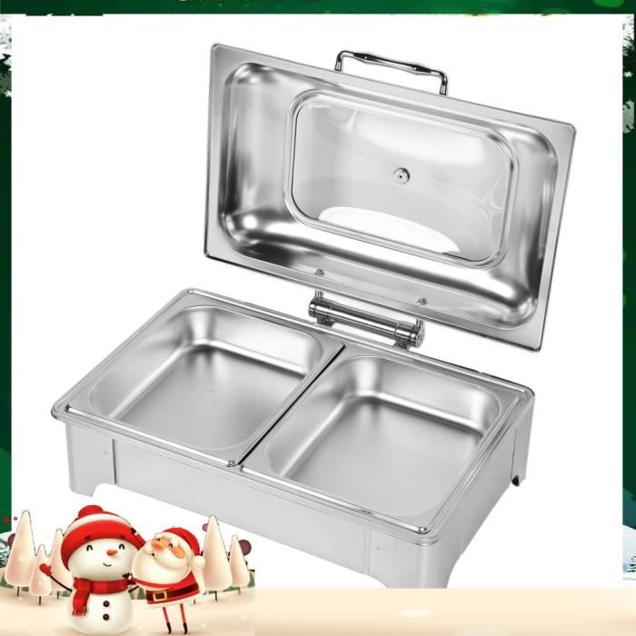 Chauffe-plats Professionnel En Acier Inoxydable Simimasen - Capacité 6L à 9L Selon Style - Pour Buffet, Fête, Restauration - Avec Bac Eau, Couvercle, Réchaud Alcool
