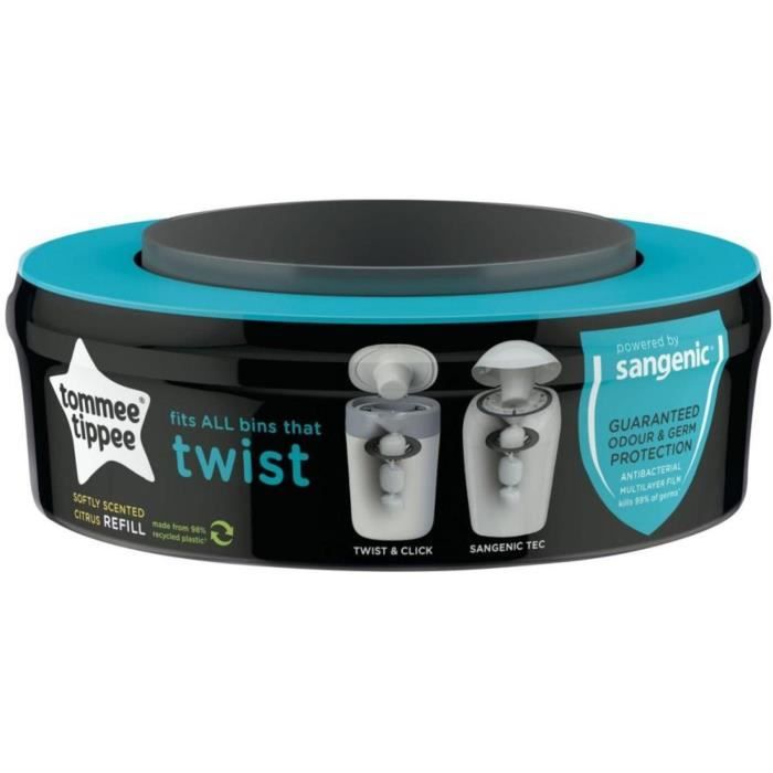 Recharge Sangenic Twist - TOMMEE TIPPEE - Blanc - Pour tous les bacs - Dure un mois