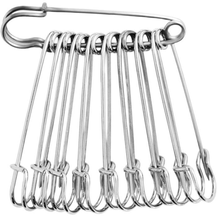20 Épingles à Nourrice Métal - 10cm - Solides & Anti-Rouille - Pour Kilts, Langes, Tricot & DIY