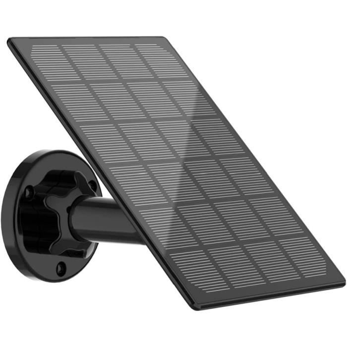 Lot De 2 Panneaux Solaires 6W Pour Caméra Surveillance Extérieure – USB-C/Micro USB, Câble 3m, IP65, Support 360° Réglable