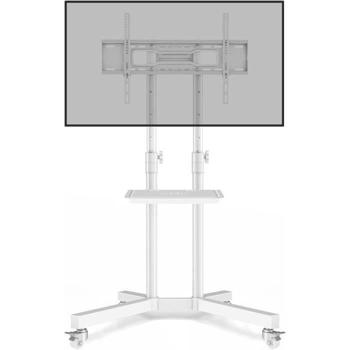 Blanc Support Tv Sur Pied, Meuble Tv Sur Pied, Support Tv Roulettes ...