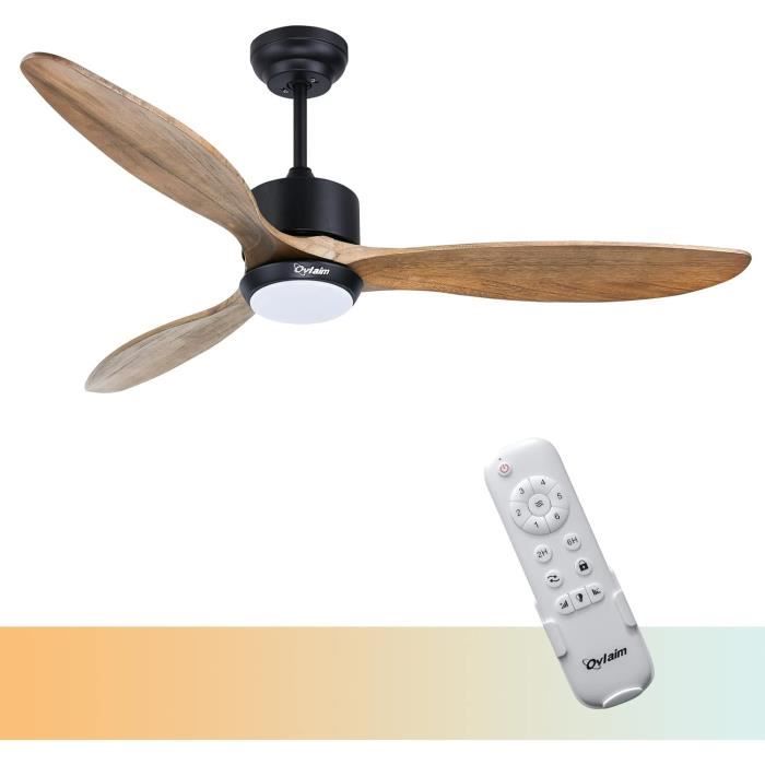 Ventilateur De Plafond Westinghouse COMET 132 Cm - Blanc Et Hêtre, Avec Lumière Et Chaînette
