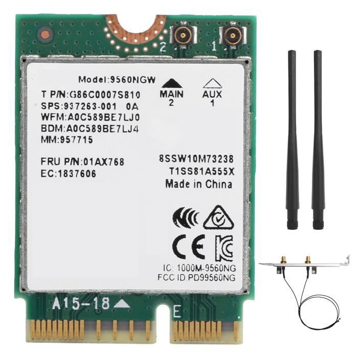 Mautacly 9560NGW WiFi Card 2XAntenna 1730Mbps Wireless AC 9560 2.4G 5G