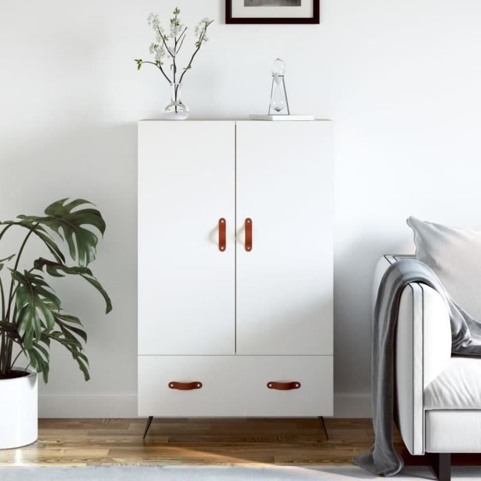 BESTBuffet de rangement enfilade - Buffet haut multi-rangement blanc 69 5x31x115 cm bois dingénierie fr6119