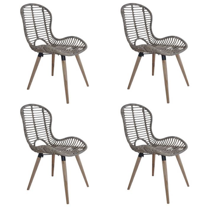 vidaXL 4x Chaises de Salle à Manger Rotin Naturel Marron Salon Cuisine Maison 246854