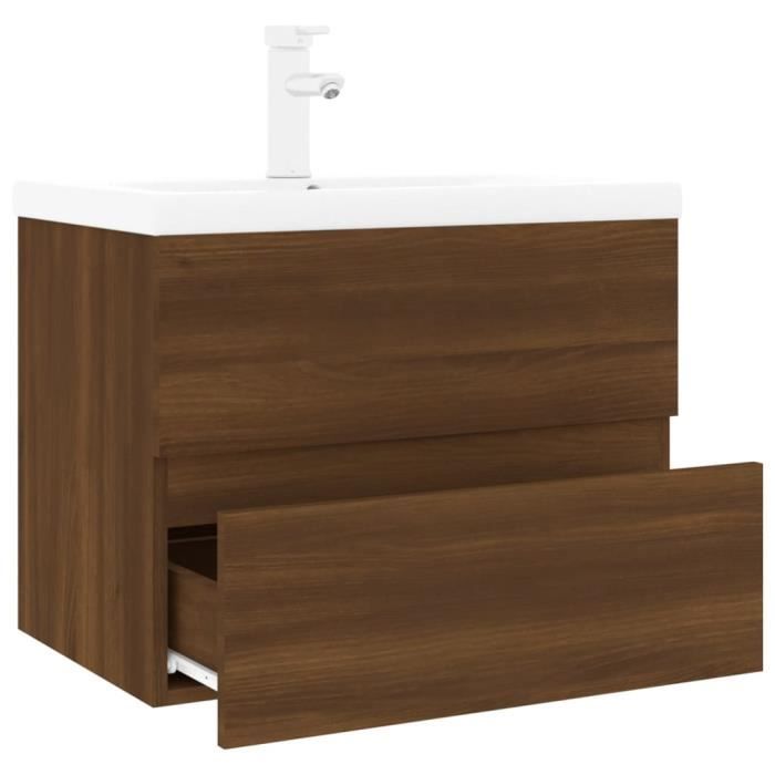 Pack lavabo NOVELDA PLUS 50x45 cm avec meuble bois mat 1 porte push