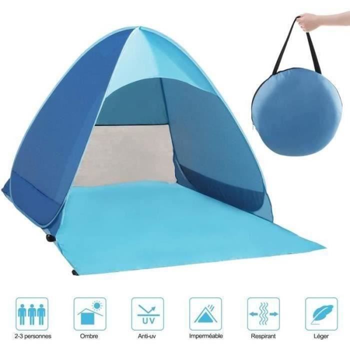 Tente De Plage Anti-UV Pour 6-8 Personnes - Abri De Plage, Camping Ou Pique-nique (Bleu)