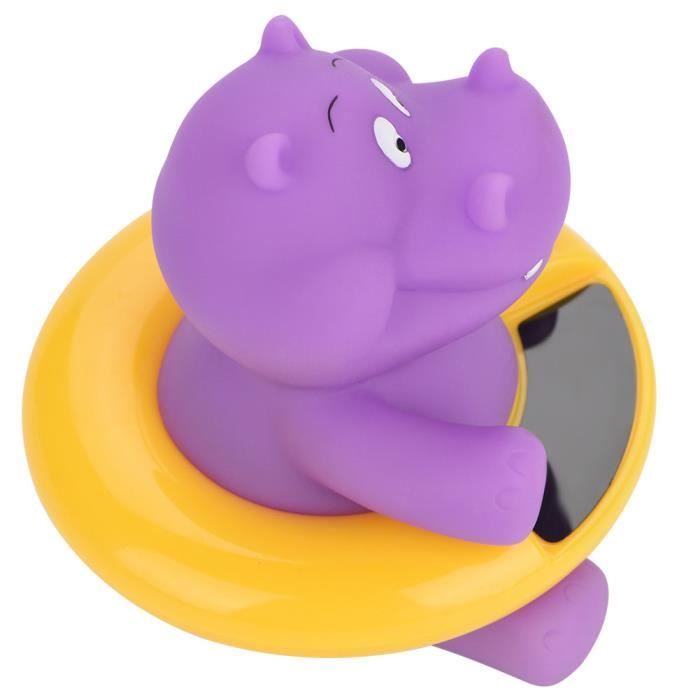 RUR Baby Bath Thermometer LED Temperature Display Floating Cute Animal Thermometer Purple Hippo