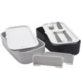 Atthys Lunch Box Noir | Boite Bento Design avec 2 Couverts en Inox | Bento Box 2 Compartiments Hermétiques 1200 ML-1